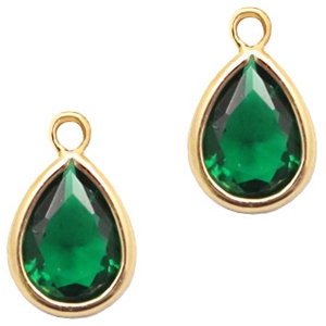 Hanger van crystal glas druppel 11x7mm Classic green crystal-gold