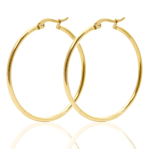 Oorbellen van Stainless steel Roestvrij staal (RVS) creolen 40mm Goud
