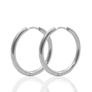 Oorbellen van Stainless steel Roestvrij staal (RVS) creolen 25mm Zilver
