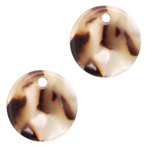 Hangers van resin rond 12mm Mixed beige brown