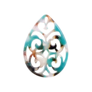 Hangers van resin druppel barok 37x26mm Turquoise-bruin