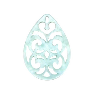 Hangers van resin druppel barok 38x27mm Bleached aqua