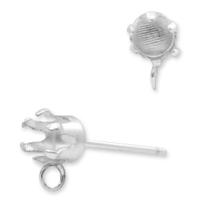 Onderdelen 925 zilver oorstekers met setting voor Swarovski PP32 (4mm) met oog Zilver