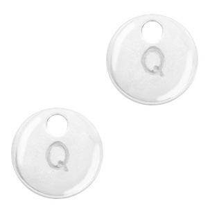 Basic quality metaal bedel initial Q Antiek zilver (nikkelvrij)