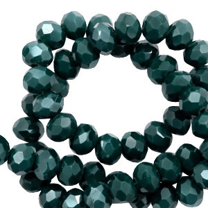 Facet kralen top quality disc 3x2mm Deep green-pearl shine coating