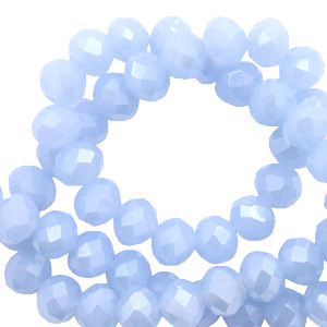 Facet kralen top quality disc 6x4 mm Light blue-pearl shine coating