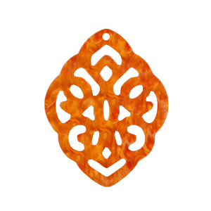 Hangers van resin ruit barok Flame orange