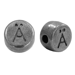 Metaal letterkralen DQ &Auml; Zilver antraciet (nikkelvrij)