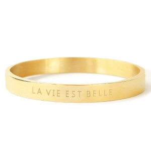 Armbanden van Stainless steel Roestvrij staal (RVS) "LA VIE EST BELLE" Goud