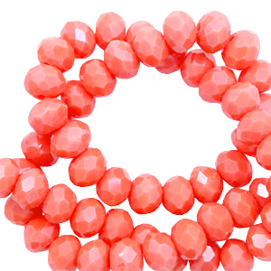 Facet kralen top quality disc 3x4mm Coral red-pearl shine coating
