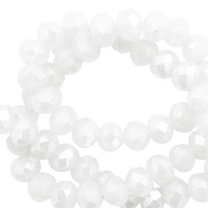 Facet kralen top quality disc 6x4 mm White-pearl shine coating