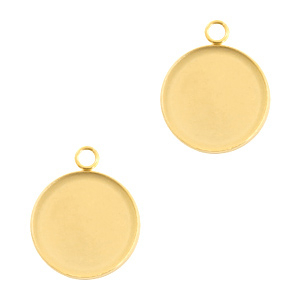 Benodigdheden van Stainless steel Roestvrij staal (RVS) setting bedel voor cabochon 12mm Goud