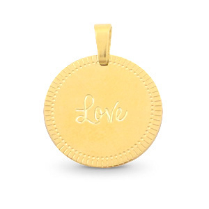 Bedels van Stainless steel Roestvrij staal (RVS) 15mm "love" Mix&Match Goud