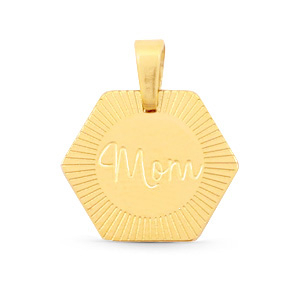 Bedels van Stainless steel Roestvrij staal (RVS) hexagon "mom" Mix&Match Goud