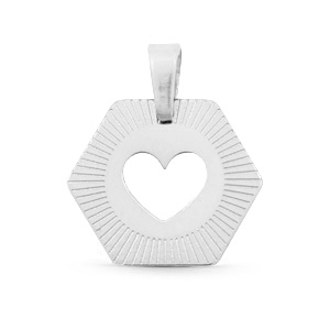 Bedels van Stainless steel Roestvrij staal (RVS) hexagon heart Mix&Match Zilver