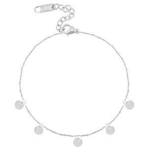 Enkelbandjes van Stainless steel Roestvrij staal (RVS) muntjes Zilver