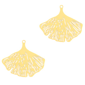 Bohemian hanger Ginkgo blaadje Goud (nikkelvrij)