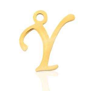 Bedels van Stainless steel Roestvrij staal (RVS) initial Y Goud
