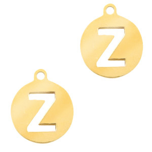 Bedels van Stainless steel Roestvrij staal (RVS) 10mm initial coin Z Goud