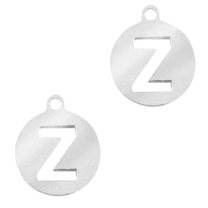 Bedels van Stainless steel Roestvrij staal (RVS) 10mm initial coin Z Zilver