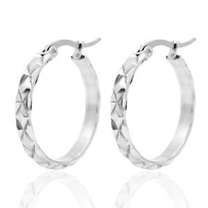 Oorbellen van Stainless steel Roestvrij staal (RVS) creolen 25mm Zilver