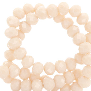 Facet kralen top quality disc 6x4 mm Peach beige-pearl shine coating