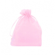 Organza sieraden zakje 7x9cm Pink rose