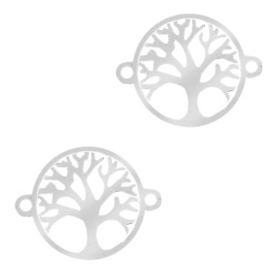 Bedels van Stainless steel Roestvrij staal (RVS) tussenstuk tree of life 13mm Zilver