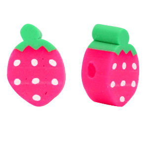 Polymeer kraal aardbei Pink-green