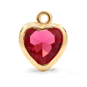 Hanger van crystal glas heart Indian pink-gold