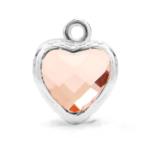 Hanger van crystal glas heart Vintage pink-silver