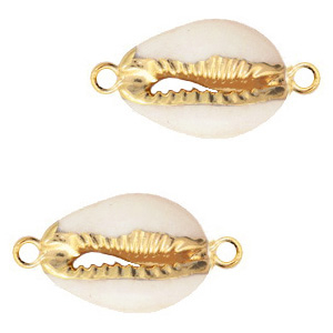 Schelp kralen tussenstuk special Kauri Cream beige-gold