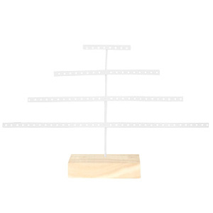 Sieraden display pyramide met houten voet White-natural