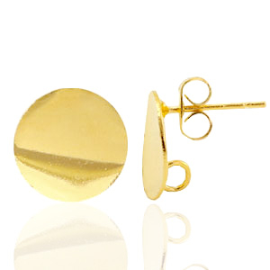 Metaal onderdelen TQ oorbel oorsteker 12mm met oog Goud