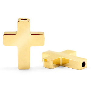 Kralen van Stainless steel Roestvrij staal (RVS) kruis Goud