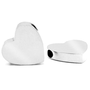 Kralen van Stainless steel Roestvrij staal (RVS) hart Zilver
