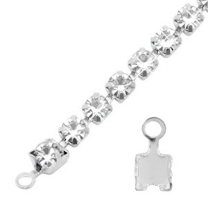 Metaal onderdelen TQ eindkap voor strass chain ketting 3mm Antique silver
