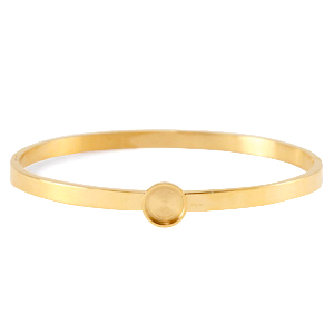 Polaris Steel bangle armband (RVS) met setting voor 7mm cabochon/Swarovski SS34 Goud