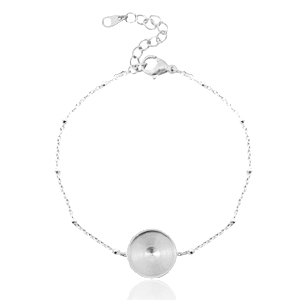 Polaris Steel armband (RVS) met setting voor 12mm cabochon ball Zilver