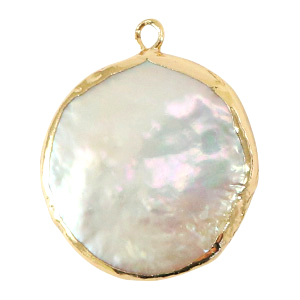 BQ Zoetwater parels bedel round/drop Gold-Natural white