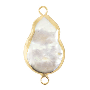 BQ Zoetwater parels tussenstuk asymmetric drop Gold-Natural white