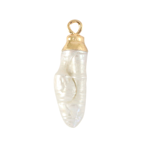 BQ Zoetwater parels bedel tooth Gold-Natural white