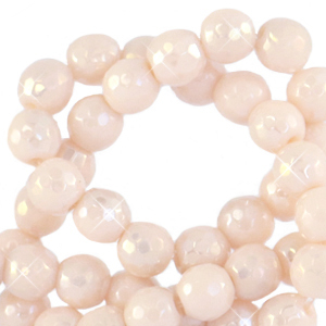 4 mm kralen natuursteen rond facet geslepen Ivory cream beige-AB coating