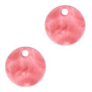 Hangers van resin rond 12mm Fruit dove pink