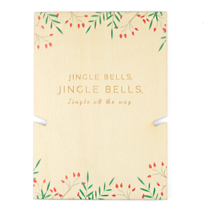 Kaartjes voor sieraden hout "jingle bells" Natural (natuurlijke kleur van het hout)