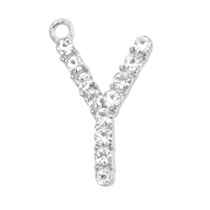 Basic quality metaal bedel strass initial Y Antiek zilver