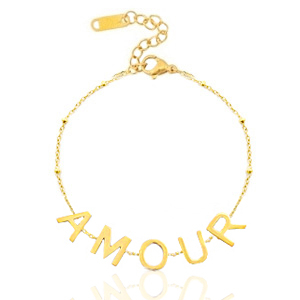 Armbanden van Stainless steel Roestvrij staal (RVS) "amour" Goud