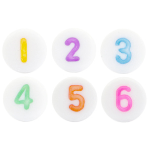 Acryl letterkralen mix cijfers Multicolour-Wit