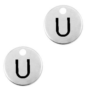 Metaal bedels DQ letter U Antiek zilver (nikkelvrij)