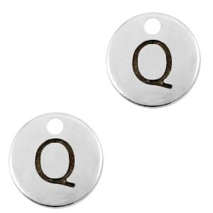 Metaal bedels DQ letter Q Antiek zilver (nikkelvrij)